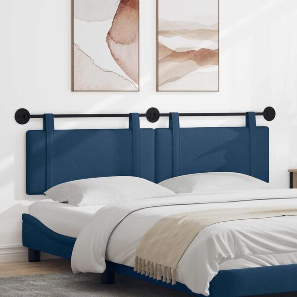 vidaXL T&ecirc;te de lit suspendue Montage mural Bleu 170 x 55 x 5 cm tissu