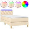 vidaXL Sommier &agrave; lattes de lit avec matelas LED Cr&egrave;me 100x200 cm Tissu