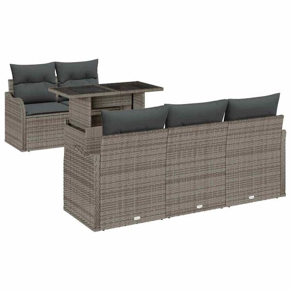 vidaXL Ensemble de canap&eacute; de jardin avec coussin 6 pcs Gris polyrotin