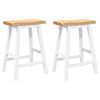 vidaXL Tabourets de bar (lot de 2) en bois massif blanc et caoutchouc