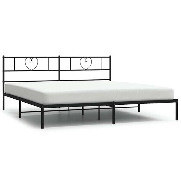 vidaXL Cadre de lit m&eacute;tal sans matelas avec t&ecirc;te de lit noir 193x203cm