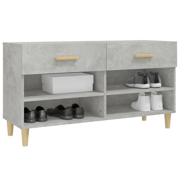 vidaXL Armoire à chaussures Gris béton 102x35x55 cm Bois d'ingénierie