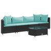 vidaXL Salon de jardin 5 pcs avec coussins noir r&eacute;sine tress&eacute;e