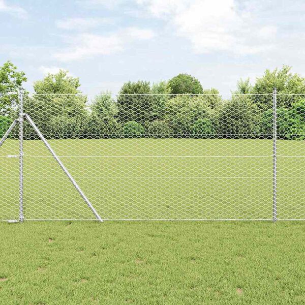 vidaXL Cl&ocirc;ture hexagonale Argent&eacute; 1,2 x 10 m Acier galvanis&eacute;