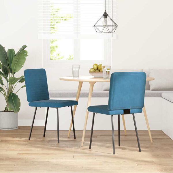 vidaXL Chaises à manger lot de 2 Bleu Velours