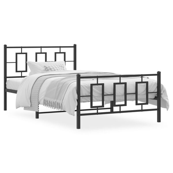 vidaXL Cadre de lit m&eacute;tal sans matelas avec pied de lit noir 107x203cm