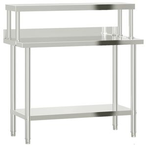 vidaXL Table de travail de cuisine avec &eacute;tag&egrave;re 110x55x120 cm inox
