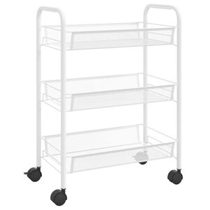 vidaXL Chariot de cuisine &agrave; 3 niveaux Blanc 46x26x64 cm Fer