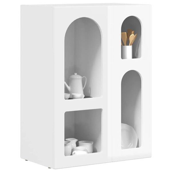 vidaXL Buffet Blanc brillant 59 x 35 x 80,5 cm Bois d'ing&eacute;nierie