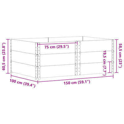 vidaXL Colliers de palette 3 pcs noir 150x100 cm bois de pin solide