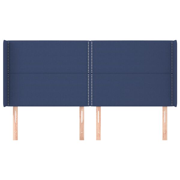 vidaXL T&ecirc;te de lit avec oreilles Bleu 183x16x118/128 cm Tissu