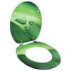 vidaXL Si&egrave;ge de toilette avec couvercle MDF Vert Gouttes d'eau