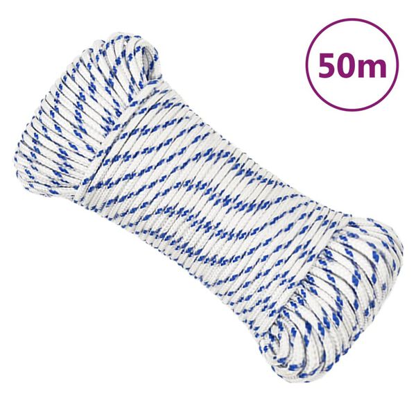 vidaXL Corde de bateau Blanc 4 mm 50 m Polypropyl&egrave;ne