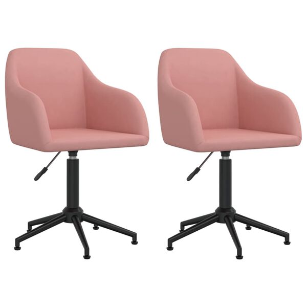 vidaXL Chaises pivotantes &agrave; manger lot de 2 rose velours