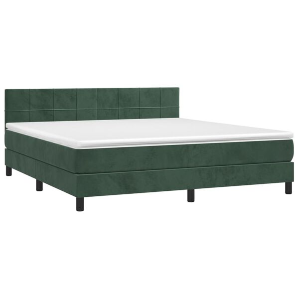 vidaXL Sommier &agrave; lattes de lit avec matelas LED Vert fonc&eacute; 180x200 cm