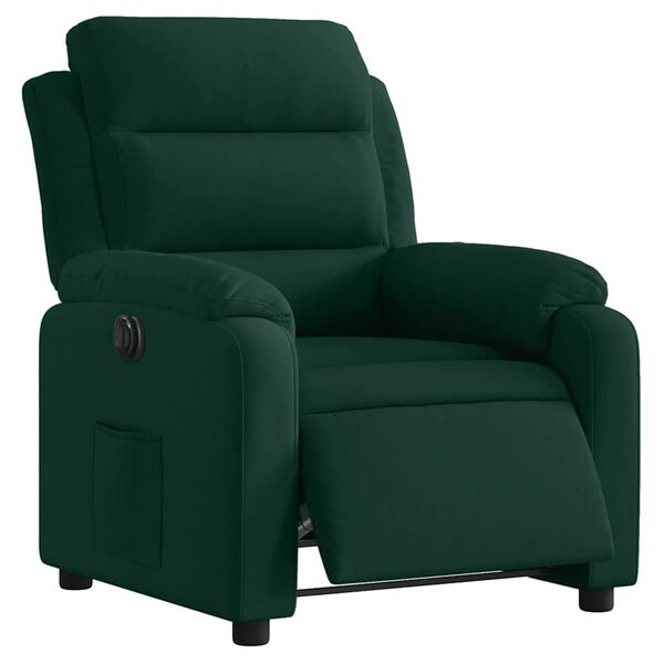 vidaXL Fauteuil inclinable &eacute;lectrique vert fonc&eacute; velours