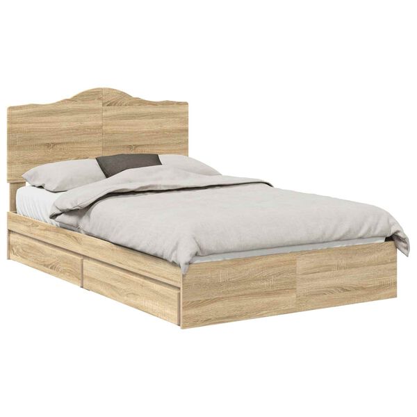 vidaXL Lit de Rangement Ch&ecirc;ne Sonoma 120 x 200 cm Bois d'ing&eacute;nierie