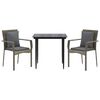 vidaXL Ensemble &agrave; manger jardin 3pcs avec coussins noir et gris