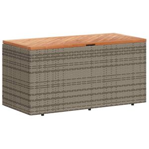 vidaXL Bo&icirc;te de rangement de jardin gris r&eacute;sine tress&eacute;e bois d'acacia