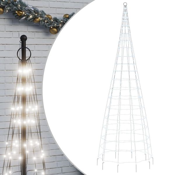 vidaXL Sapin de No&euml;l &agrave; LED sur m&acirc;t de drapeau 550 LED blanc 300 cm