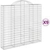 vidaXL Paniers &agrave; gabions arqu&eacute;s 9 pcs 200x50x180/200 cm Fer galvanis&eacute;