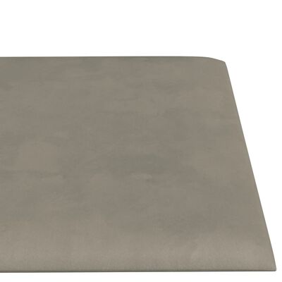 vidaXL Panneaux muraux 12 pcs Gris clair 60x15 cm Velours 1,08 m²