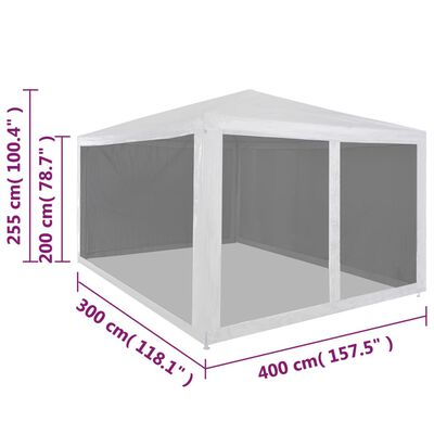 vidaXL Tente de réception avec 4 parois en maille 4 x 3 m