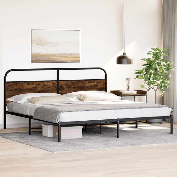 vidaXL Cadre de lit en métal sans matelas chêne fumé 180x200 cm