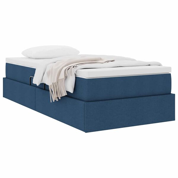 vidaXL Lit avec rangement et matelas Bleu 100 x 200 cm Polyester