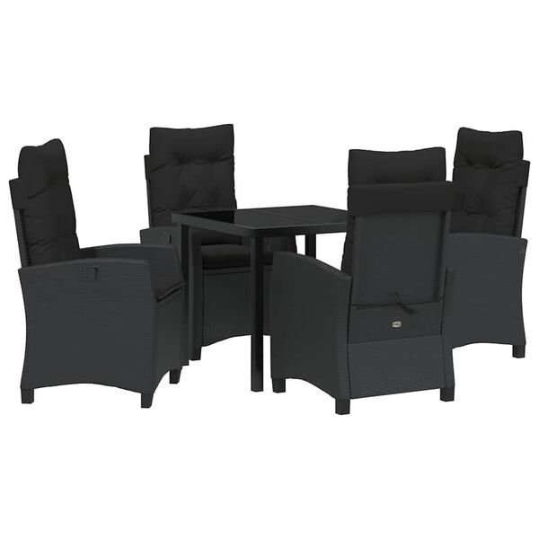 vidaXL Ensemble de salle &agrave; manger pour jardin 5 pcs Noir polyrotin