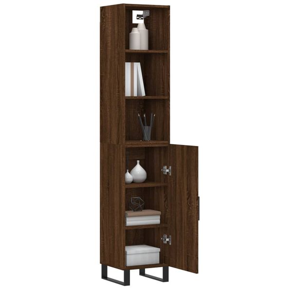 vidaXL Buffet haut Ch&ecirc;ne marron 34,5x34x180 cm Bois d'ing&eacute;nierie
