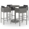 vidaXL Ensemble de bar de jardin 5 pcs et coussins R&eacute;sine tress&eacute;e Gris