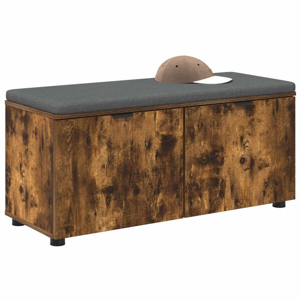 vidaXL Banc d'entr&eacute;e avec coussin Ch&ecirc;ne fum&eacute; 100 x 38 x 46 cm