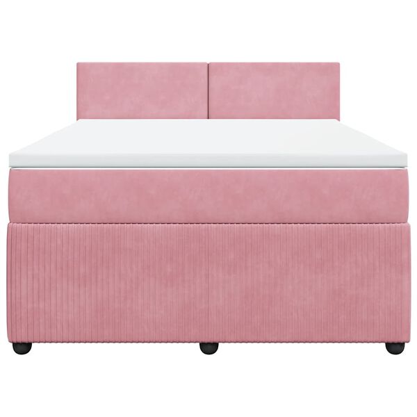 vidaXL Sommier &agrave; lattes de lit avec matelas Rose 140x190 cm Velours