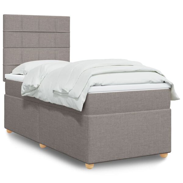 vidaXL Sommier &agrave; lattes de lit avec matelas Taupe 100x200 cm Tissu