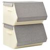 vidaXL Bo&icirc;tes de rangement empilables avec couvercle 2 pcs Tissu