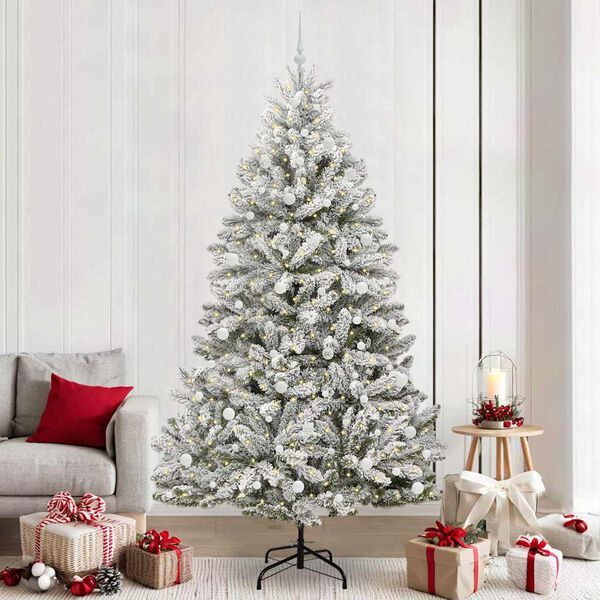 vidaXL Sapin de No&euml;l artificiel Vert et blanc 240 cm PVC et m&eacute;tal