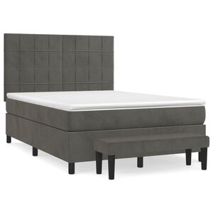 vidaXL Sommier &agrave; lattes de lit et matelas Gris fonc&eacute; 140x190cm Velours