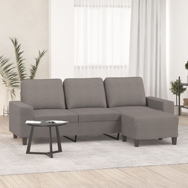 vidaXL Canap&eacute; &agrave; 3 places avec repose-pieds Taupe 180 cm Tissu