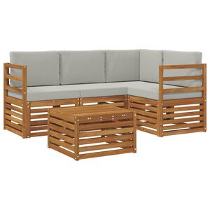 vidaXL Ensemble de canap&eacute;s d'ext&eacute;rieur 5 pc Gris Naturel et Clair