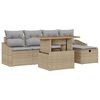 vidaXL Ensemble de canap&eacute; de jardin 6 pc Beige polyrotin