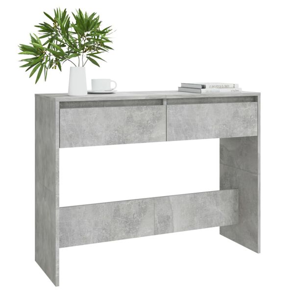 vidaXL Table console gris b&eacute;ton 100x35x76,5 cm bois d'ing&eacute;nierie