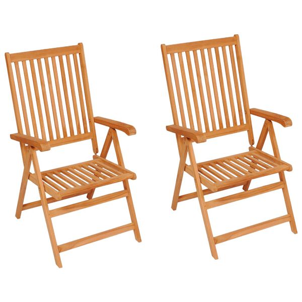 vidaXL Chaises de jardin lot de 2 et coussins beige Bois teck massif