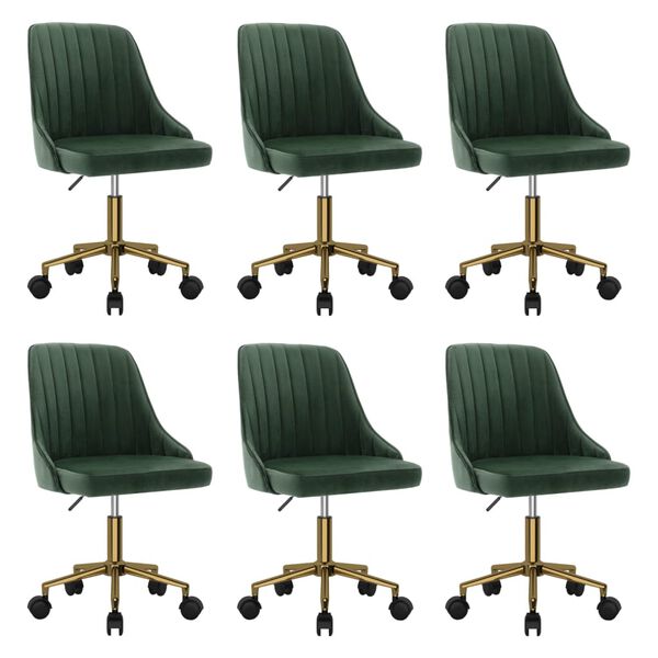 vidaXL Chaises pivotantes &agrave; manger lot de 6 vert fonc&eacute; velours