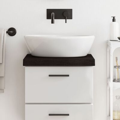 vidaXL Comptoir de salle de bain marron foncé bois massif traité