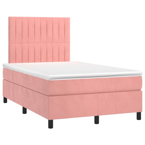 vidaXL Sommier &agrave; lattes de lit avec matelas Rose 120x200 cm Velours