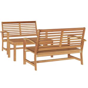 vidaXL Ensemble de canap&eacute; de jardin 3 pcs Naturel Bois de teck massif