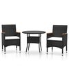 vidaXL Ensemble &agrave; manger de jardin 3 pcs R&eacute;sine tress&eacute;e Noir