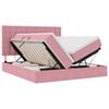 vidaXL Lit de rangement LED avec matelas Rose 200 x 200 cm Velours