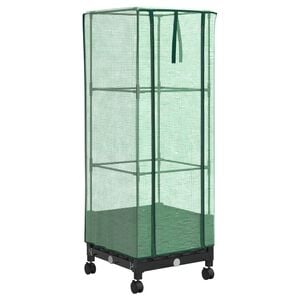 vidaXL Jardini&egrave;re de jardin avec couverture de serre et roues Noir PP
